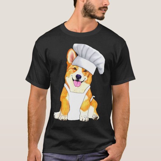 コーギシェフかわいい犬のシェフハ Tシャツ (正面)