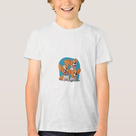 コーギスのハッピートよくはしゃぐリオ トライブレンドＴシャツ (正面)