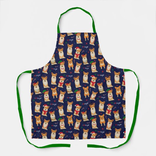 コーギスクリスマスエプロンが大好き エプロン (正面)