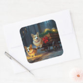 コーギスノーイスレクリスマスデコール スクエアシール (封筒)