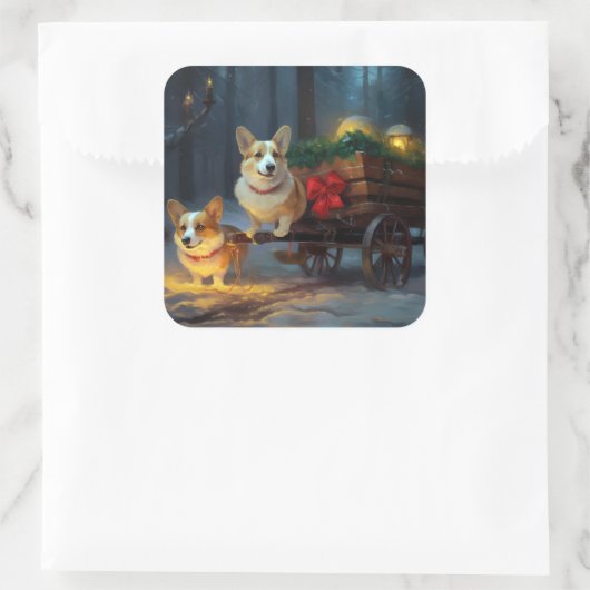 コーギスノーイスレクリスマスデコール スクエアシール (バッグ)