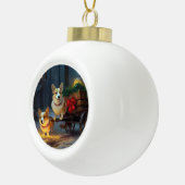 コーギスノーイスレクリスマスデコール セラミックボールオーナメント (右)