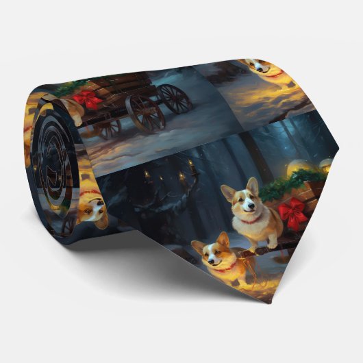 コーギスノーイスレクリスマスデコール ネクタイ (ロール)