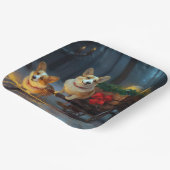 コーギスノーイスレクリスマスデコール ペーパープレート (傾斜あり)