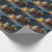 コーギスノーイスレクリスマスデコール ラッピングペーパー (角)