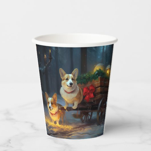 コーギスノーイスレクリスマスデコール 紙コップ (正面)