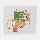 コーギス フリースブランケット (正面(横))