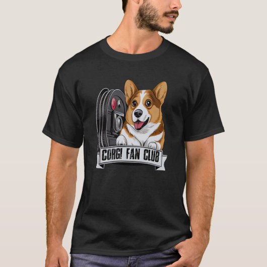 コーギドッグかわいいよくはしゃぐ子犬コーギファンクラブ4 Tシャツ (正面)