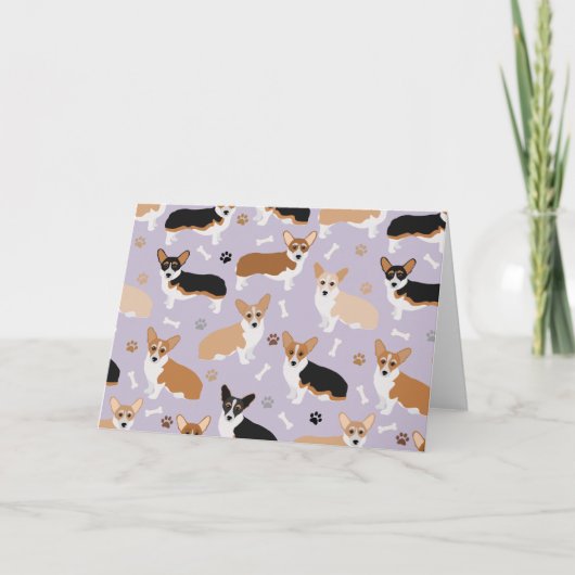 コーギドッグの足とボーンズのカード カード (正面)