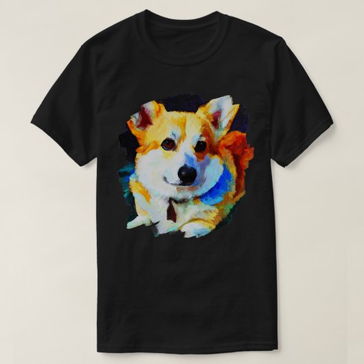 コーギドッグアート絵画カラーズ芸術的ドッグズコーギ3 Tシャツ (デザイン正面)