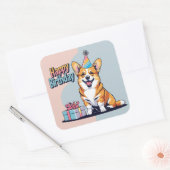 コーギドッグカラフル スクエアシール (封筒)