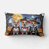 コーギドッグスパンプキンハロウィンおもしろい ランバークッション (裏面)