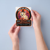 コーギドッグハッピーコーギウィーントリックまたはトリッおもしろいトハ チラシ (手)