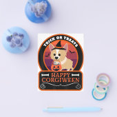 コーギドッグハッピーコーギウィーントリックまたはトリッおもしろいトハ チラシ (シングル)