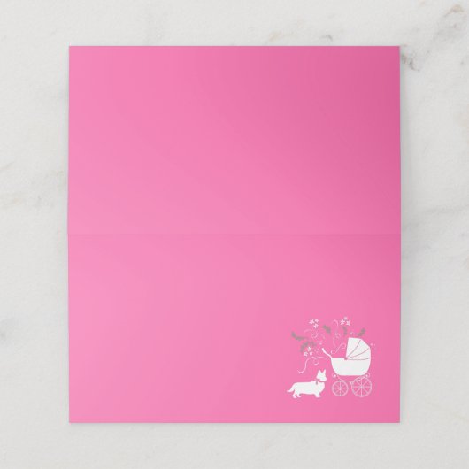 コーギドッグベビーシャワーパピーグレーウェルシュピンクガール プレイスカード (外部開封)