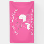 コーギドッグベビーシャワーパピーグレーウェルシュピンクガール 横断幕 (縦)