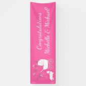 コーギドッグベビーシャワーパピーグレーウェルシュピンクガール 横断幕 (縦)