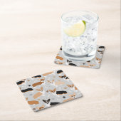 コーギドッグポーズスクエアコースター スクエアペーパーコースター (インサイチュ)