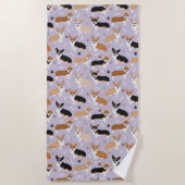 コーギドッグポーズビーチタオル ビーチタオル (正面)