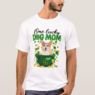 コーギドッグママアイリッシュグリーンシャームロックセントパトリックのダ Tシャツ