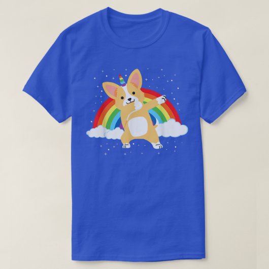 コーギドッグラバースペースガレーレインボーコルギコーン Tシャツ (デザイン正面)