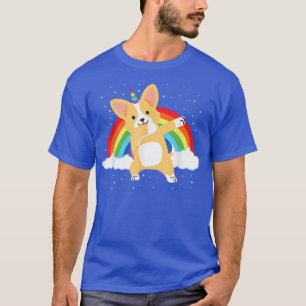 コーギドッグラバースペースガレーレインボーコルギコーン Tシャツ