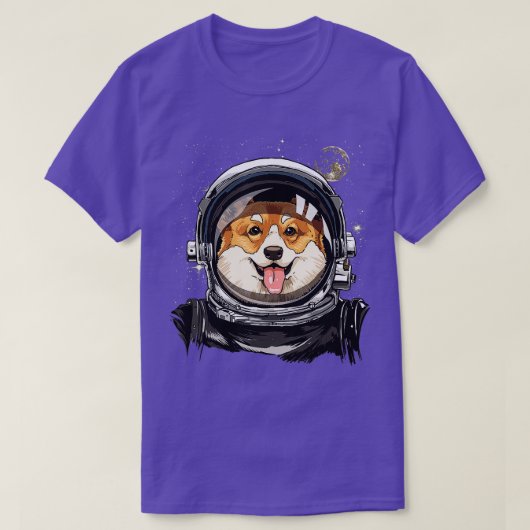 コーギドッグ宇宙飛行士宇宙探査天文学ロ Tシャツ (デザイン正面)
