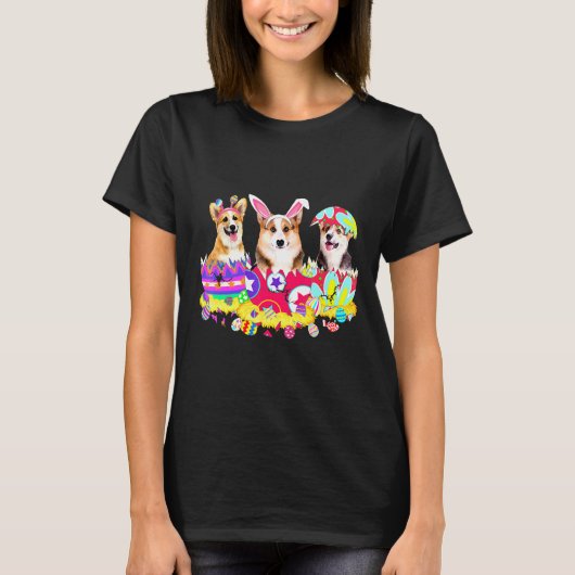 コーギバニーイースターデイドッグ Tシャツ (正面)