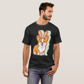 コーギバニー耳イースターデーかわいい犬の子犬の恋人B Tシャツ (正面フル)