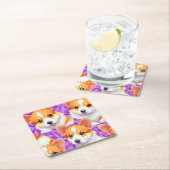 コーギパターン スクエアペーパーコースター (インサイチュ)
