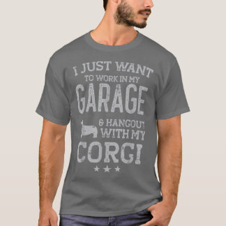 コーギパパカーガレージハングアウトメン Tシャツ