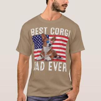 コーギパパUSAアメリカ国旗Corgi Dog Lover Owner Tシャツ