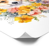 コーギパピッおもしろいペット水彩花 ポスター (角)