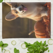 コーギパピーオータムデライトカボチャ キッチンタオル (折り畳み)