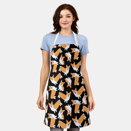 コーギパピーディナータイムペンブロークウェルシュコーギー エプロン (着用した状態)