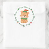 コーギパピードッグかわいい小妖精や小人フェスティバルメリークリスマス ラウンドシール (バッグ)