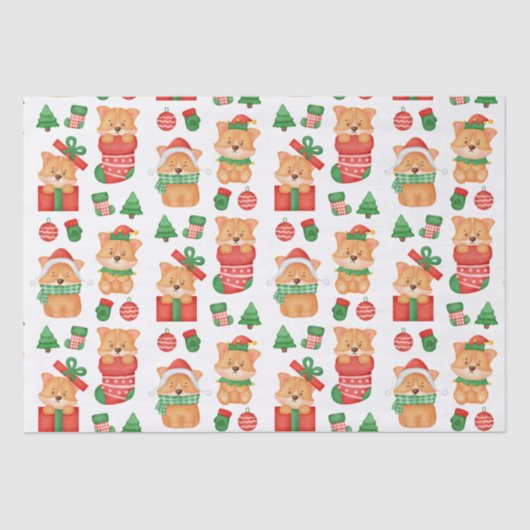 コーギパピードッグカワイイフェスティバル小妖精や小人サンタクリスマス 薄葉紙 (正面)