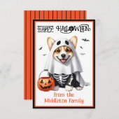 コーギパピードッグハッピーハローウィン ノートカード (正面/裏面)