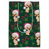 コーギパピードッグ小妖精や小人サンタフェスティバルメリークリスマス ミディアムペーパーバッグ (裏面)