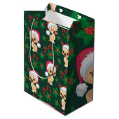 コーギパピードッグ小妖精や小人サンタフェスティバルメリークリスマス ミディアムペーパーバッグ (裏面アングル)