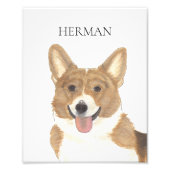 コーギパーソナライズされたア赤と白ート フォトプリント            (正面)