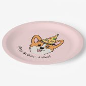 コーギパーソナライズされたテーマガールズ誕生日 ペーパープレート (アングル)