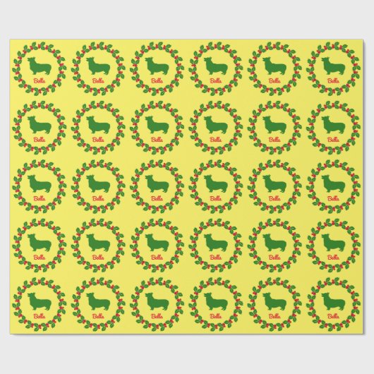 コーギパーソナライズされたホリデーラッピング紙 ラッピングペーパー (フラット)