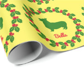 コーギパーソナライズされたホリデーラッピング紙 ラッピングペーパー (ロールコーナー)