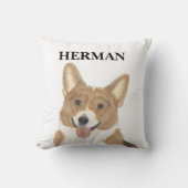 コーギパーソナライズされた赤と白リバーシブル クッション (正面)
