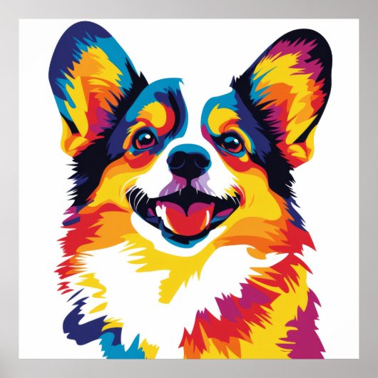 コーギポートレートイラストレーション水の色絵を描の設定 ポスター (正面)