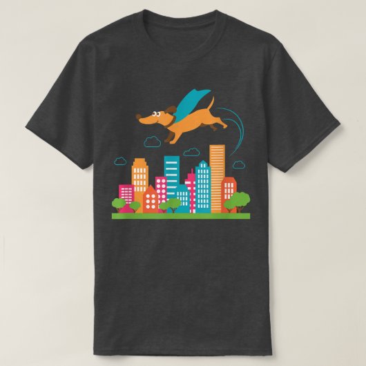 コーギミード品種ムット茶色の犬の子犬のスーパードッグフライ Tシャツ (デザイン正面)