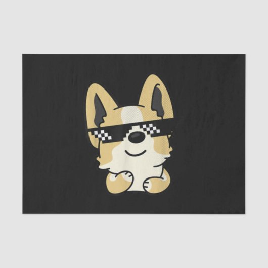 コーギミームピクセルサングラスキュートドッグ 薄葉紙 (正面)