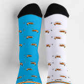 コーギライフ |男性用ソックス |三角形テールv1 |青 ソックス (上部)