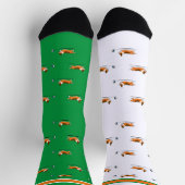 コーギライフ |男性用ソックス |三角形テールv2 |緑 ソックス (上部)